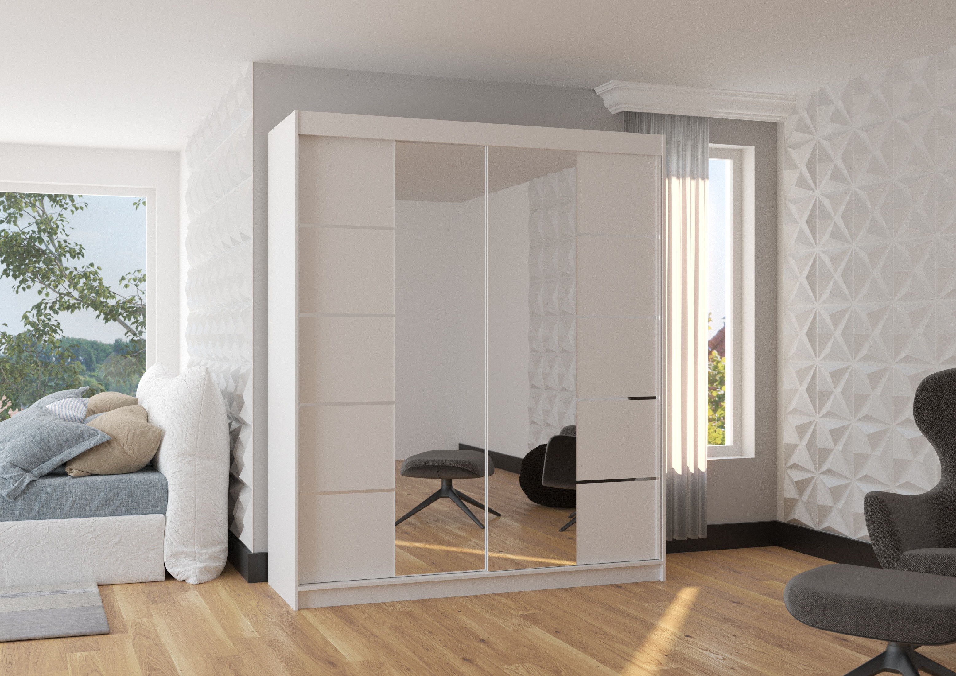 ADRK Šatní zrcadlová skříň posuvná TRAVES W 180