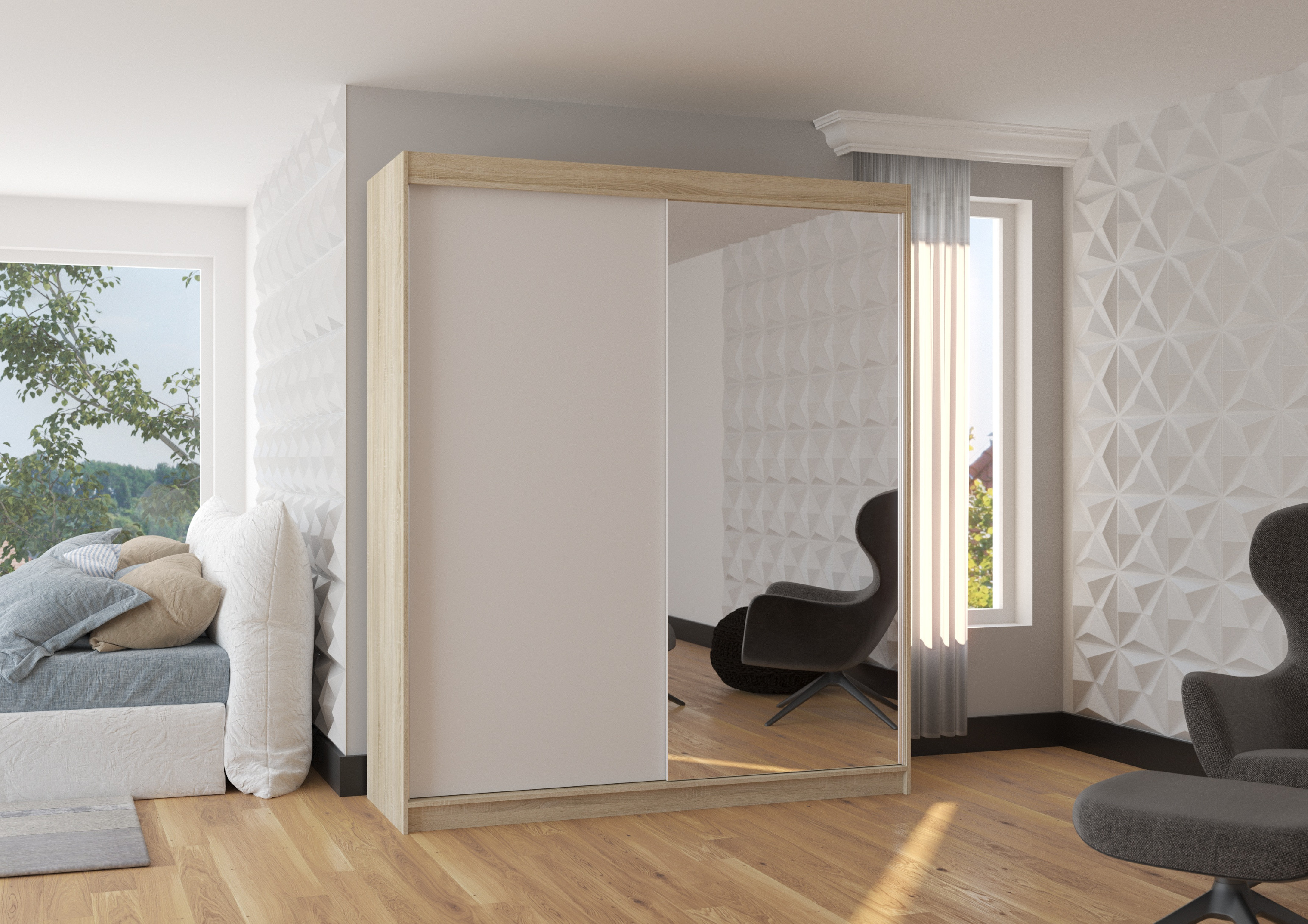 ADRK Šatní zrcadlová skříň posuvná VIKI S-W 180