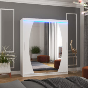 ADRK Šatní zrcadlová skříň posuvná s LED osvětlením BALTIMORE W 180 L