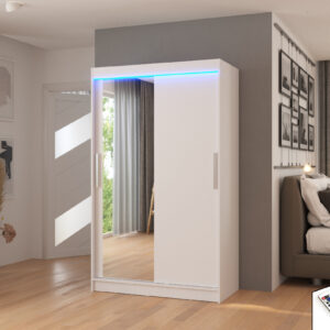 ADRK Šatní zrcadlová skříň posuvná s LED osvětlením BARIO W 120 L