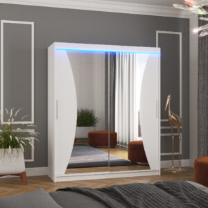 ADRK Šatní zrcadlová skříň posuvná s LED osvětlením CHARLOTTE W 180 L