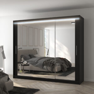 ADRK Šatní zrcadlová skříň posuvná s LED osvětlením CHESTER B 250 L
