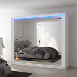 ADRK Šatní zrcadlová skříň posuvná s LED osvětlením CHESTER W 250 L