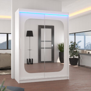 ADRK Šatní zrcadlová skříň posuvná s LED osvětlením CLEVER W 150 L