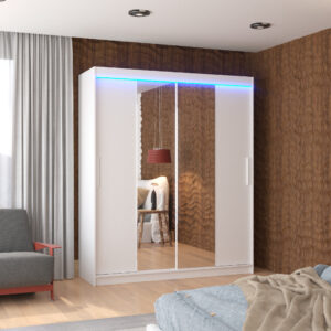 ADRK Šatní zrcadlová skříň posuvná s LED osvětlením DALLAS W 180 L