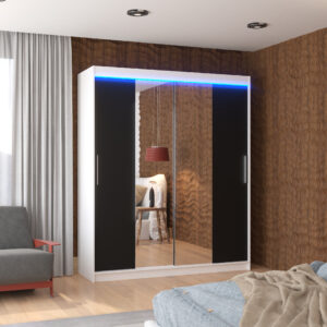 ADRK Šatní zrcadlová skříň posuvná s LED osvětlením DALLAS W-B 180 L