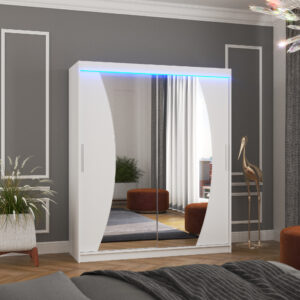 ADRK Šatní zrcadlová skříň posuvná s LED osvětlením DOLORES W 180 L