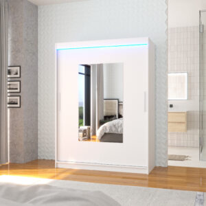 ADRK Šatní zrcadlová skříň posuvná s LED osvětlením DORRIGO W 150 L