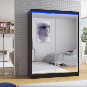 ADRK Šatní zrcadlová skříň posuvná s LED osvětlením FLOREST B 150 L