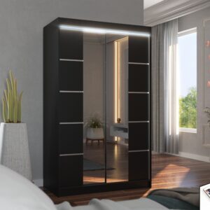 ADRK Šatní zrcadlová skříň posuvná s LED osvětlením GENUA B 120 L