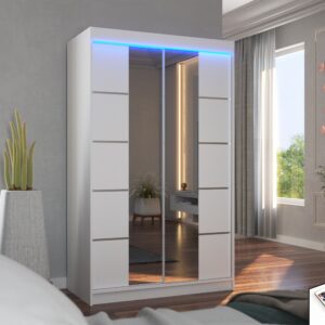 ADRK Šatní zrcadlová skříň posuvná s LED osvětlením GENUA W 120 L