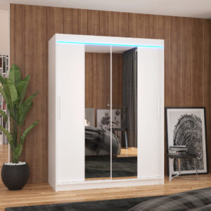 ADRK Šatní zrcadlová skříň posuvná s LED osvětlením INESS W 150 L