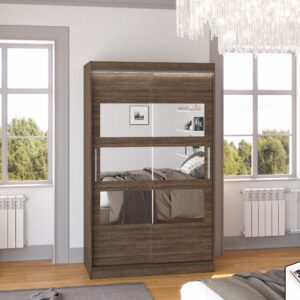 ADRK Šatní zrcadlová skříň posuvná s LED osvětlením KOLORADO CH 120 L