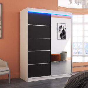 ADRK Šatní zrcadlová skříň posuvná s LED osvětlením LIMBO W-B 150 L