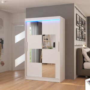 ADRK Šatní zrcadlová skříň posuvná s LED osvětlením LUGANO W 120 L