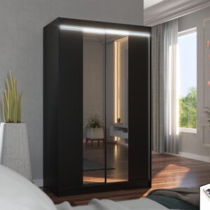 ADRK Šatní zrcadlová skříň posuvná s LED osvětlením MARVIN B 120 L