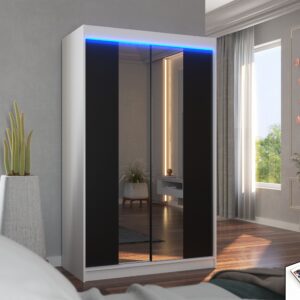 ADRK Šatní zrcadlová skříň posuvná s LED osvětlením MARVIN W-B 120 L
