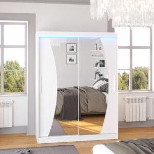 ADRK Šatní zrcadlová skříň posuvná s LED osvětlením MODESTO W 150 L