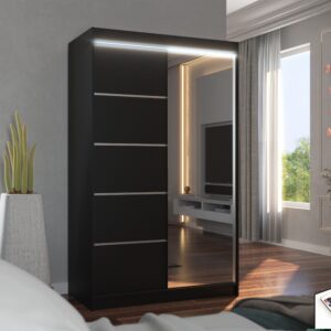 ADRK Šatní zrcadlová skříň posuvná s LED osvětlením NICEA B 120 L