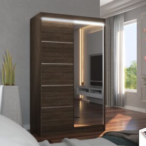 ADRK Šatní zrcadlová skříň posuvná s LED osvětlením NICEA CH 120 L