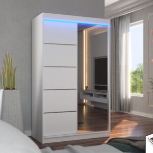 ADRK Šatní zrcadlová skříň posuvná s LED osvětlením NICEA W 120 L