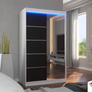 ADRK Šatní zrcadlová skříň posuvná s LED osvětlením NICEA W-B 120 L
