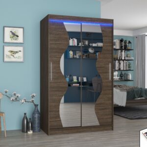 ADRK Šatní zrcadlová skříň posuvná s LED osvětlením OSWALD CH 120 L