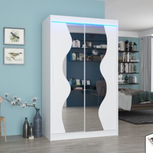 ADRK Šatní zrcadlová skříň posuvná s LED osvětlením OSWALD W 120 L