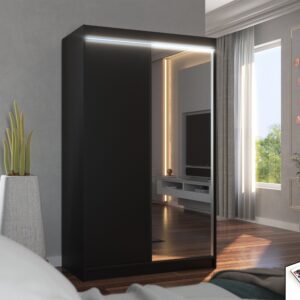 ADRK Šatní zrcadlová skříň posuvná s LED osvětlením REWENA B 120 L