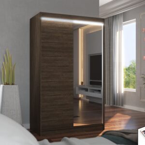 ADRK Šatní zrcadlová skříň posuvná s LED osvětlením REWENA CH 120 L