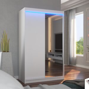 ADRK Šatní zrcadlová skříň posuvná s LED osvětlením REWENA W 120 L