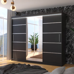 ADRK Šatní zrcadlová skříň posuvná s LED osvětlením SALTO B 250 L