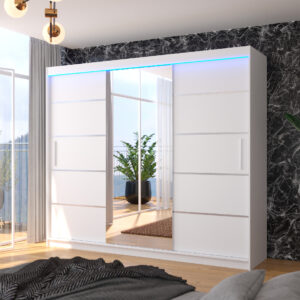 ADRK Šatní zrcadlová skříň posuvná s LED osvětlením SALTO W 250 L