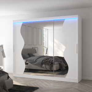 ADRK Šatní zrcadlová skříň posuvná s LED osvětlením SHARON W 250 L