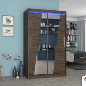 ADRK Šatní zrcadlová skříň posuvná s LED osvětlením TEXAS CH 120 L