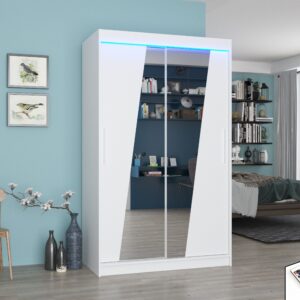 ADRK Šatní zrcadlová skříň posuvná s LED osvětlením TEXAS W 120 L