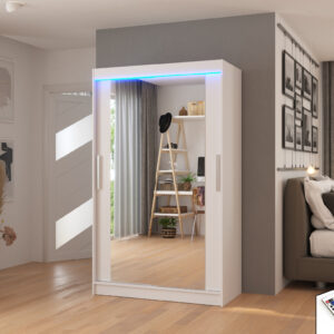 ADRK Šatní zrcadlová skříň posuvná s LED osvětlením TIBAGO W 120 L