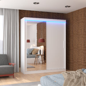 ADRK Šatní zrcadlová skříň posuvná s LED osvětlením TOM W 180 L