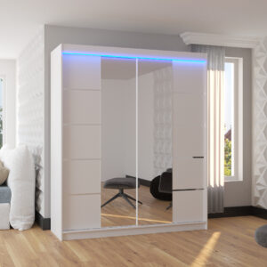 ADRK Šatní zrcadlová skříň posuvná s LED osvětlením TRAVES W 180 L