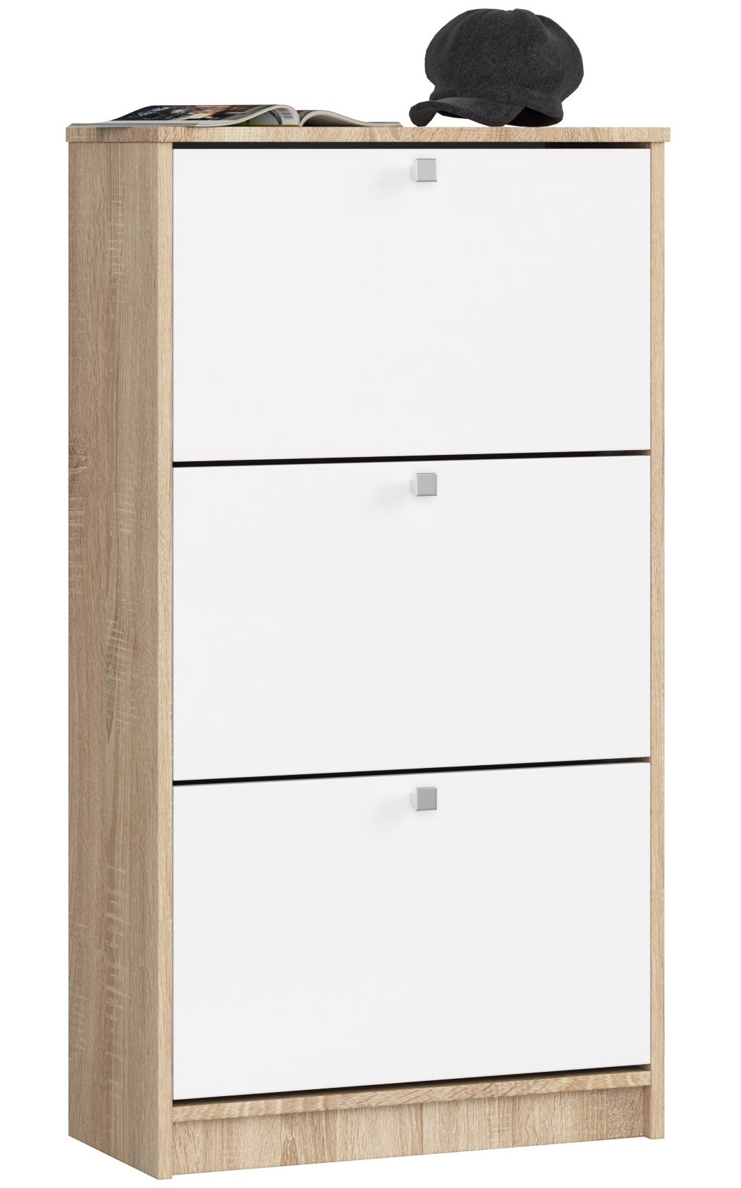 Ak furniture Botník Marienne 60 cm - 3 dvířka dub sonoma/bílý