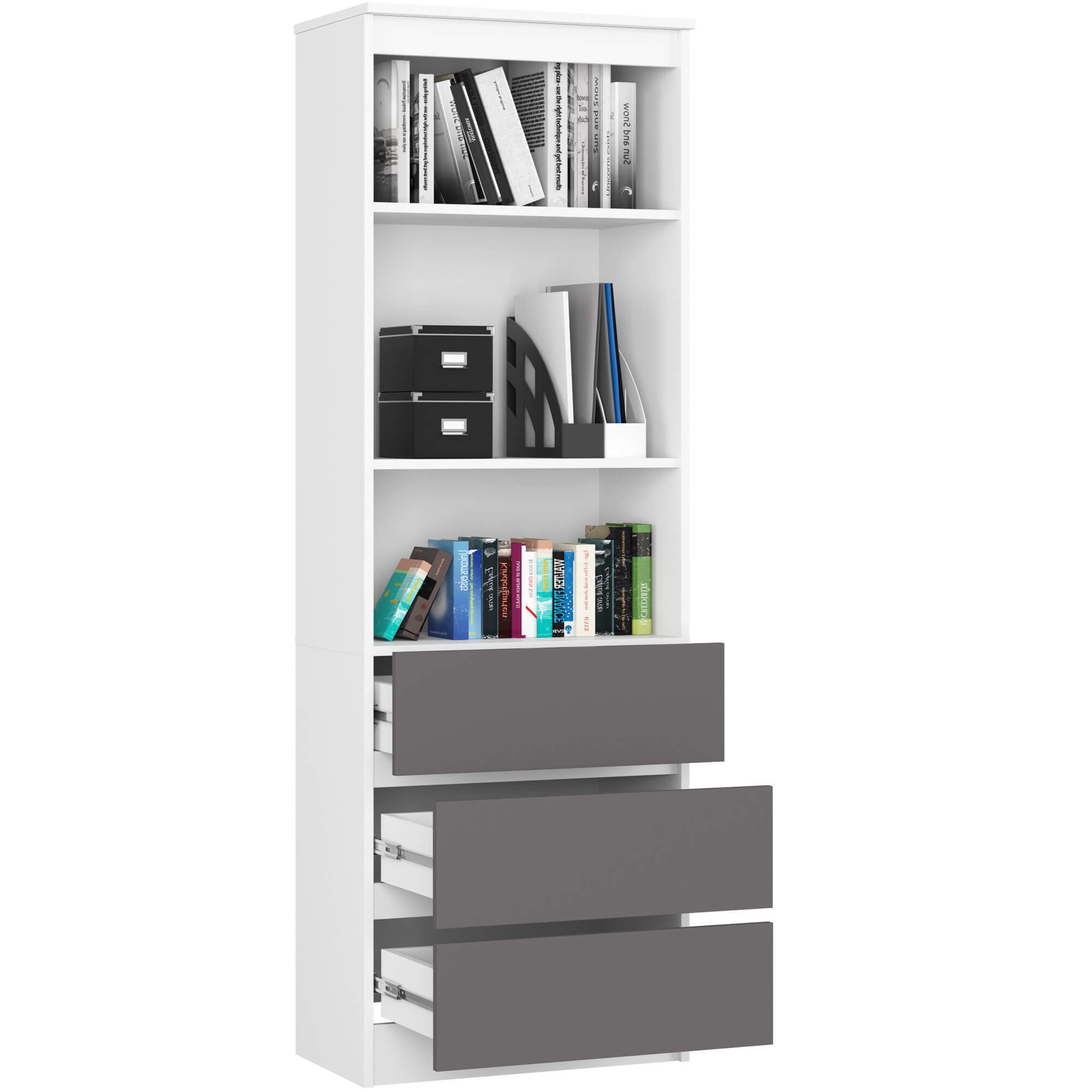 Ak furniture Knihovna R 60 cm bílá/grafitová - Obrázek 2