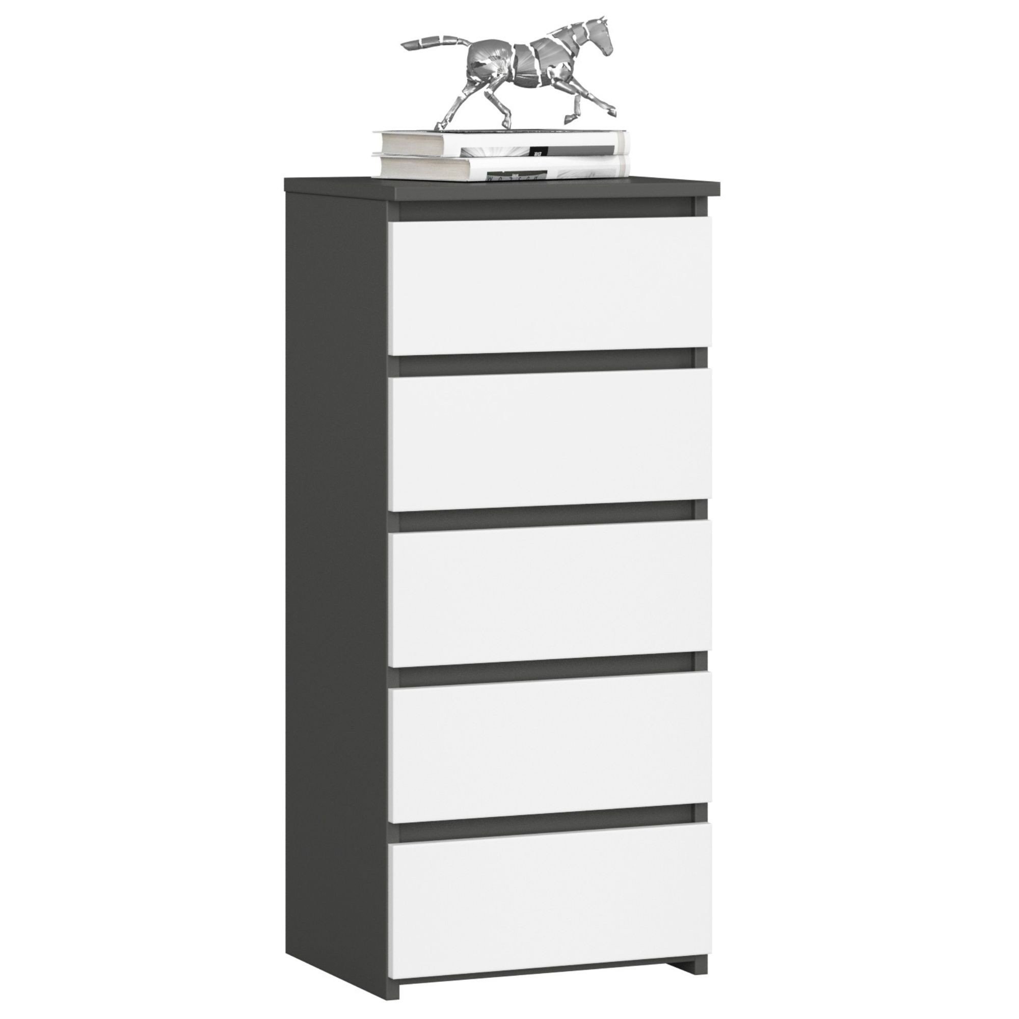 Ak furniture Komoda CL5 40 cm grafitově šedá/bílá