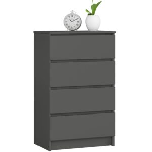Ak furniture Komoda Kuba 60 cm - 4 šuplíky grafit