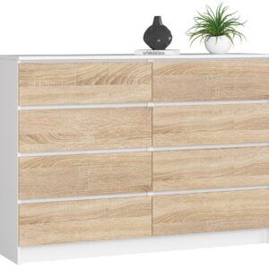 Ak furniture Komoda Rollo X 140 cm bílá/dub sonoma