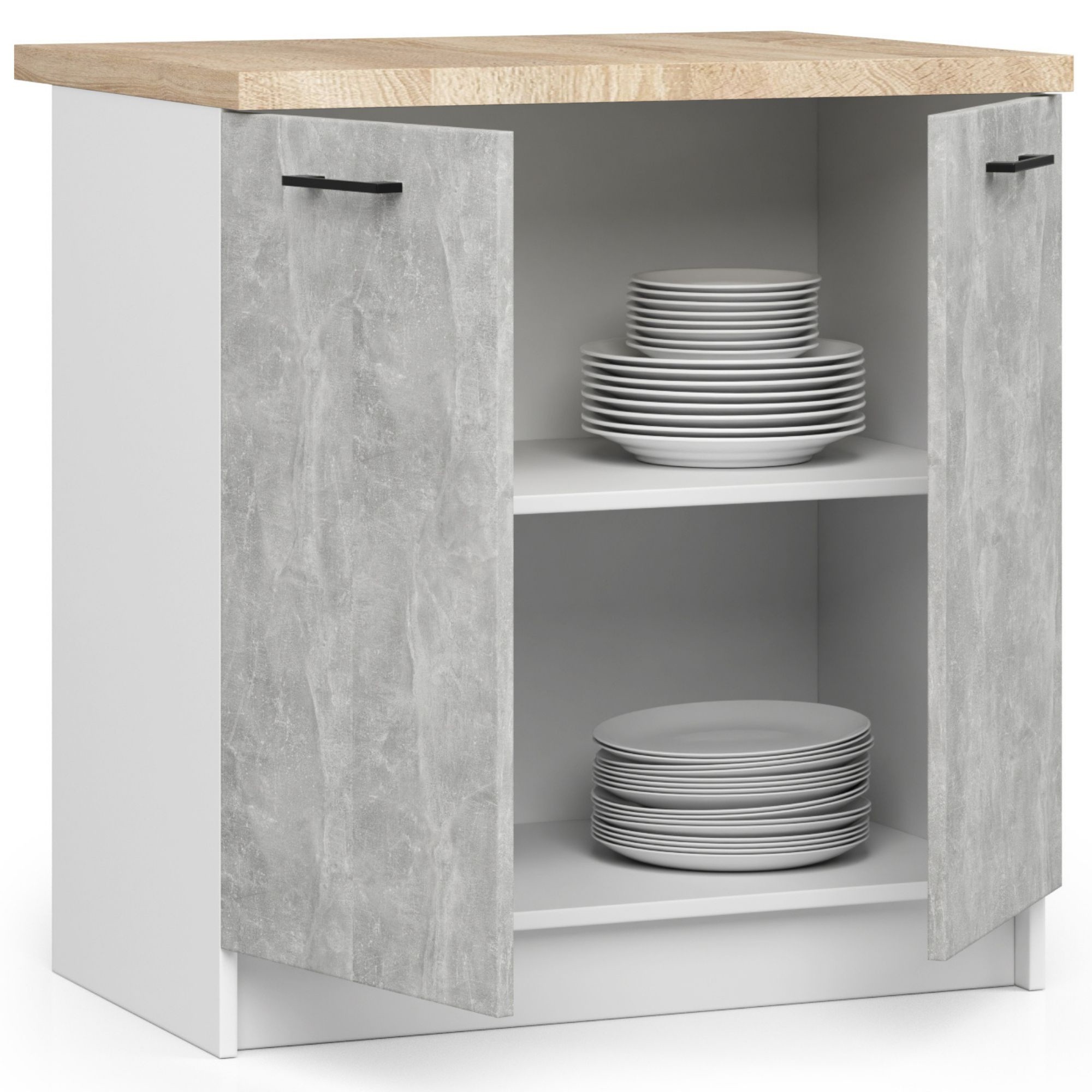 Ak furniture Kuchyňská skříňka Olivie S 80 cm 2D bílá/beton/dub sonoma - Obrázek 2