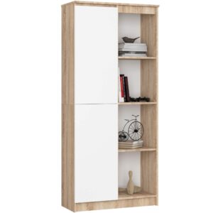 Ak furniture Regál Rexa 80 cm 1 skříňka a 4 police dub sonoma/bílý