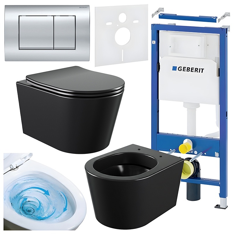 BPS-koupelny Podomítkový modul Geberit DuoFix s WC mísou EL-MTB-03 + ovládací tlačítko Delta 30 chrom