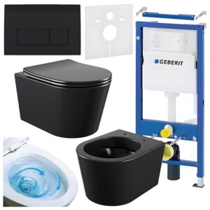 BPS-koupelny Podomítkový modul Geberit DuoFix s WC mísou EL-MTB-03 + ovládací tlačítko Delta 50 černá lesk