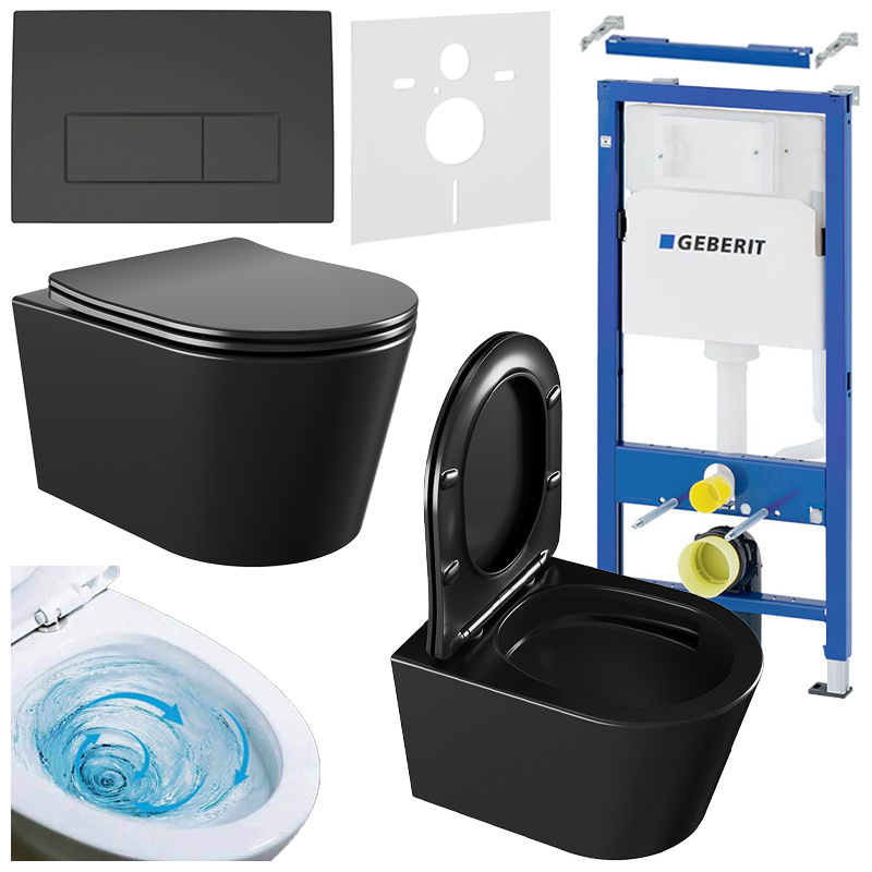 BPS-koupelny Podomítkový modul Geberit DuoFix s WC mísou EL-MTB-03 + ovládací tlačítko Delta 50 černá mat