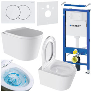 BPS-koupelny Podomítkový modul Geberit DuoFix s WC mísou EL-WH-02 + ovládací tlačítko Delta 01 bílá